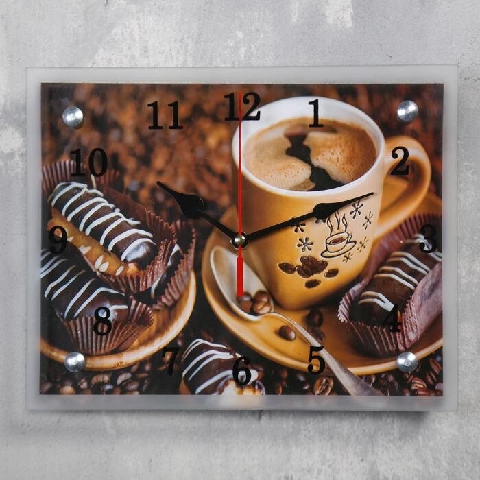Часы настенные, серия: Кухня, "Кофе с пирожным", 20х25  см, микс от компании Интернет-гипермаркет «MOLL» - фото 1