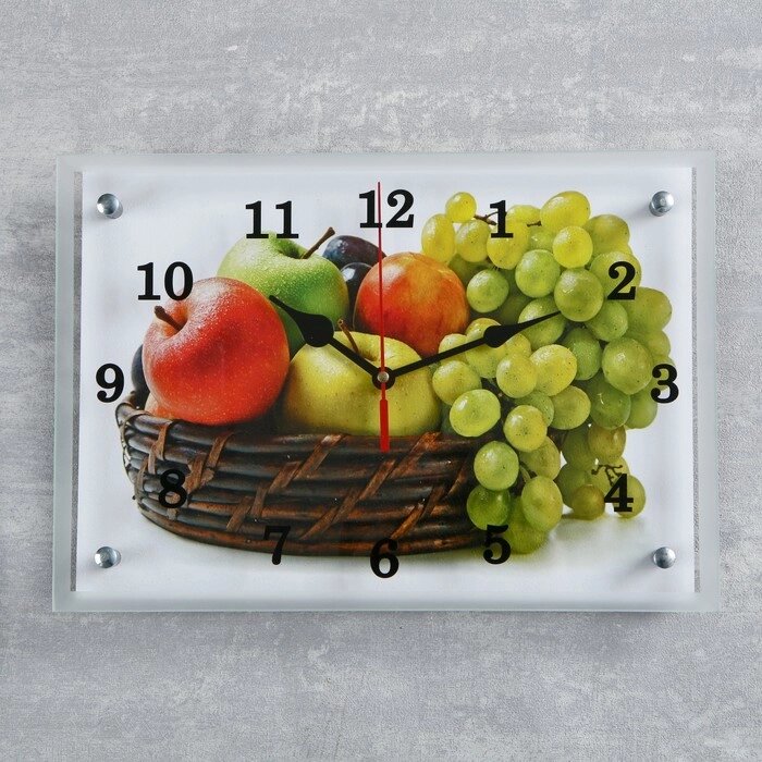 Часы настенные, серия: Кухня, "Корзина с фруктами", 25х35  см, микс от компании Интернет-гипермаркет «MOLL» - фото 1