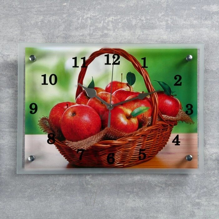 Часы настенные, серия: Кухня, "Корзина с яблоками", 25х35  см, микс от компании Интернет-гипермаркет «MOLL» - фото 1