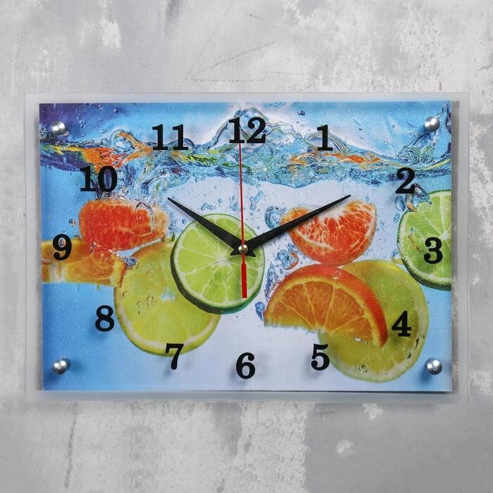 Часы настенные, серия: Кухня, "Лайм и апельсин"25х35 см, микс от компании Интернет-гипермаркет «MOLL» - фото 1
