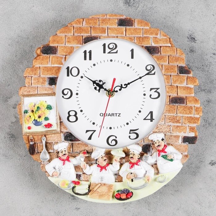 Часы настенные, серия: Кухня, "Повара", d=20 см, ручная работа от компании Интернет-гипермаркет «MOLL» - фото 1