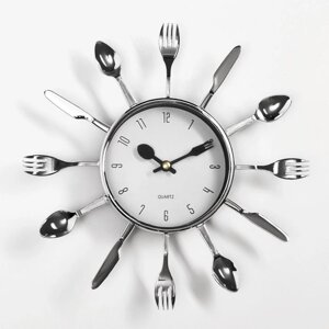 Часы настенные, серия: Кухня, "Вилки, ложки, поварешки" d=25 см