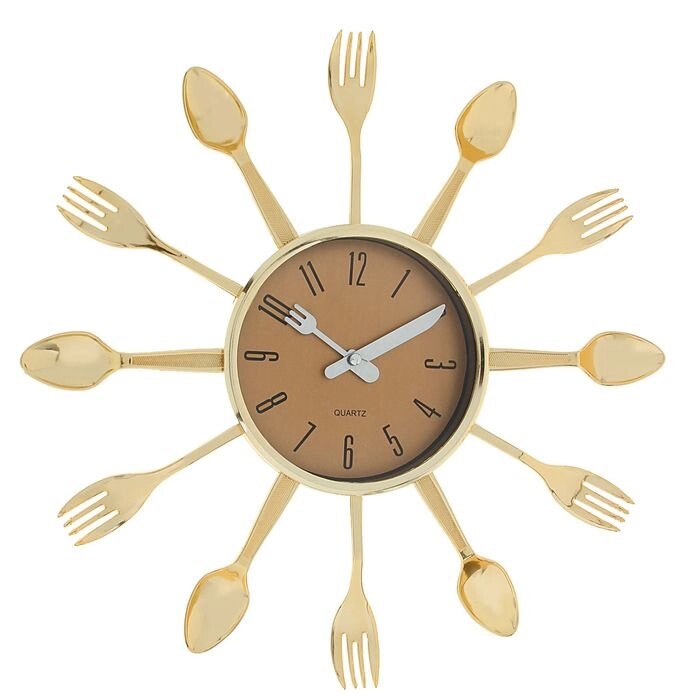 Часы настенные, серия: Кухня, "Вилки, ложки, поварешки", золото, d=33 см от компании Интернет-гипермаркет «MOLL» - фото 1