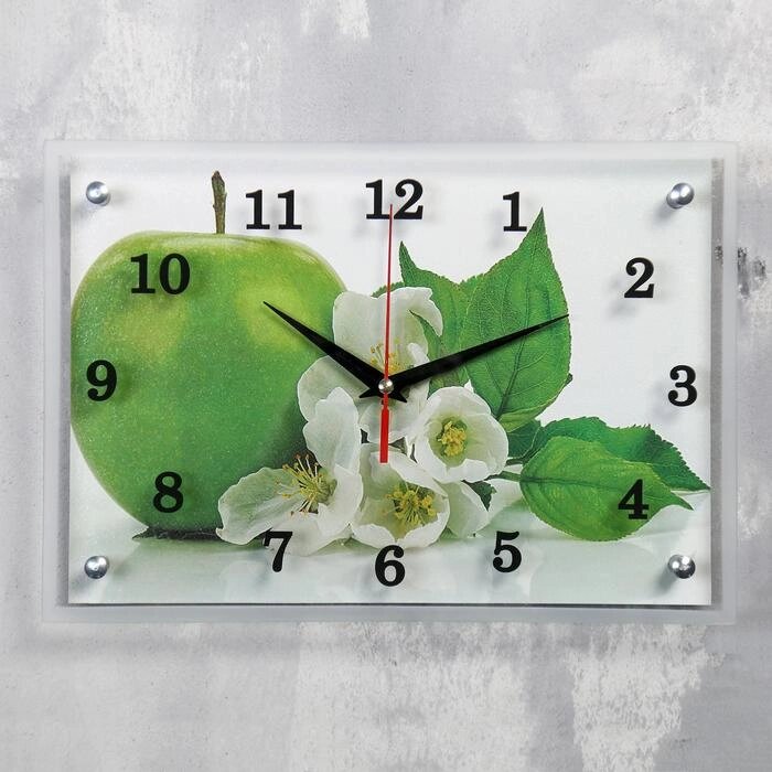 Часы настенные, серия: Кухня, "Яблоко", 25х35  см, микс от компании Интернет-гипермаркет «MOLL» - фото 1