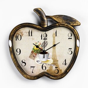 Часы настенные, серия: Кухня, "Яблоко", дискретный ход, d=26 см, АА, бронзовый