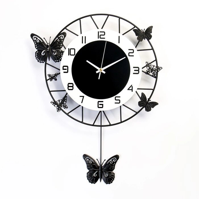 Часы настенные, серия: Маятник, "Бабочки", плавный ход, 35х51 см от компании Интернет-гипермаркет «MOLL» - фото 1