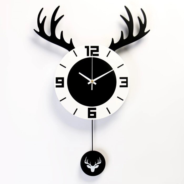 Часы настенные, серия: Маятник, "Олень", плавный ход, 37х52 см от компании Интернет-гипермаркет «MOLL» - фото 1