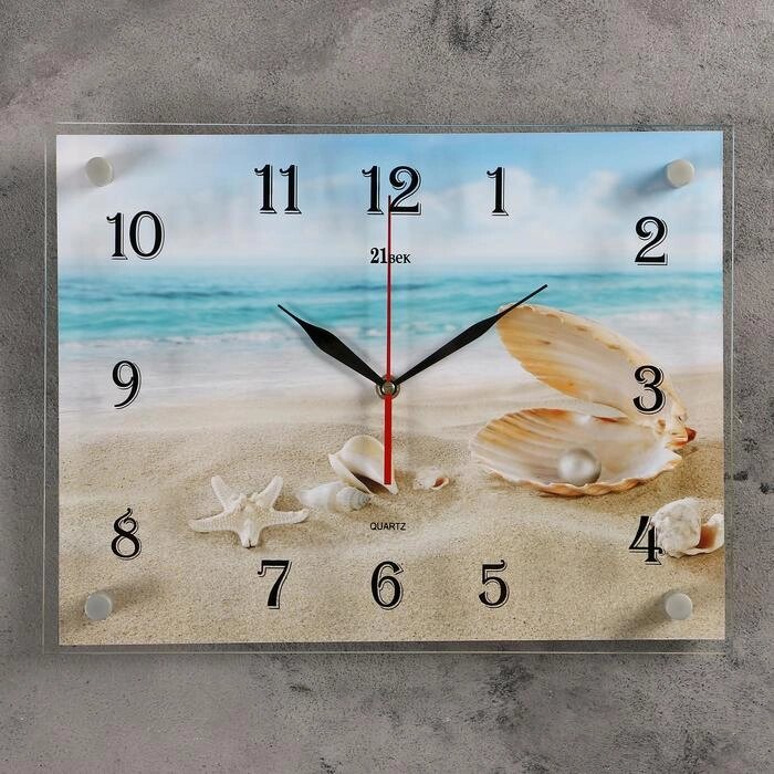 Часы настенные, серия: Море, "Ракушки на песке", 30х40 см от компании Интернет-гипермаркет «MOLL» - фото 1