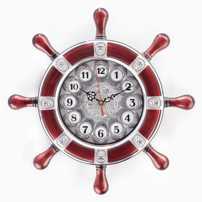 Часы настенные, серия: Море, "Штурвал" плавный ход, d-35 см,1 АА, 35 х 4 х 35 от компании Интернет-гипермаркет «MOLL» - фото 1