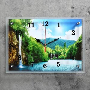 Часы настенные, серия: Природа, "Горный водопад" 25х35 см, микс