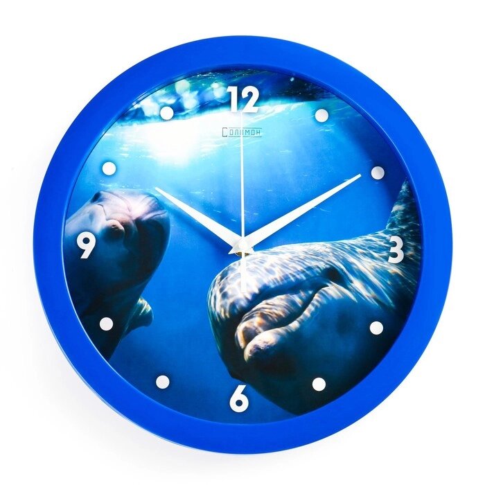 Часы настенные, серия: Животный мир, "Дельфин", плавный ход, d=28 см от компании Интернет-гипермаркет «MOLL» - фото 1