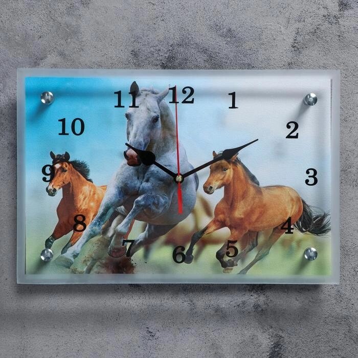 Часы настенные, серия: Животный мир, "Лошади", 20х30 см от компании Интернет-гипермаркет «MOLL» - фото 1