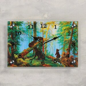 Часы настенные, серия: Животный мир, "Медведи в лесу", 20х30 см, микс