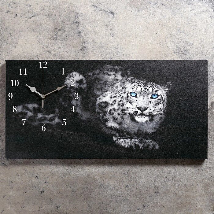 Часы настенные, серия: Животный мир, на холсте "Леопард", 40х76  см, микс от компании Интернет-гипермаркет «MOLL» - фото 1