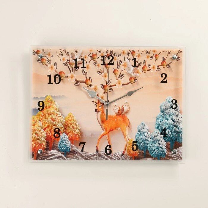 Часы настенные, серия: Животный мир, "Олененок", 30 х 40 от компании Интернет-гипермаркет «MOLL» - фото 1