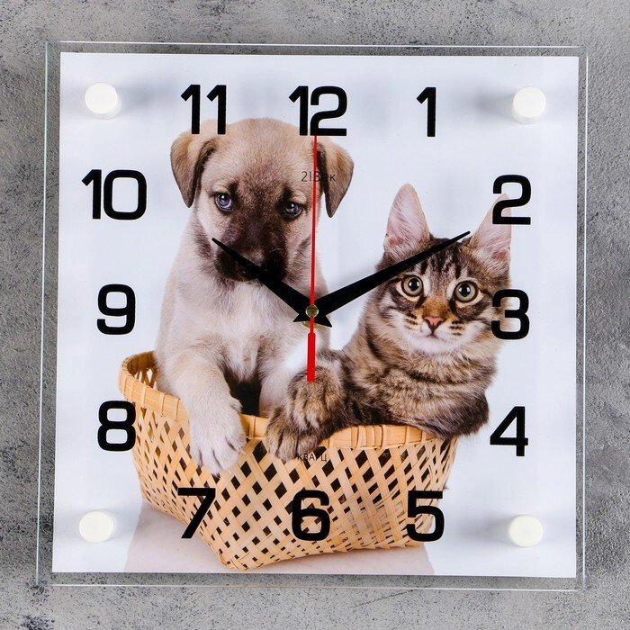 Часы настенные "Щенок с котенком" от компании Интернет-гипермаркет «MOLL» - фото 1