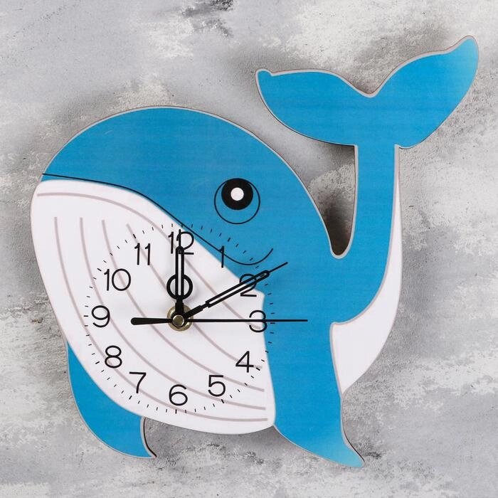 Часы настенные "Синий Кит",  плавный ход, стрелки микс от компании Интернет-гипермаркет «MOLL» - фото 1