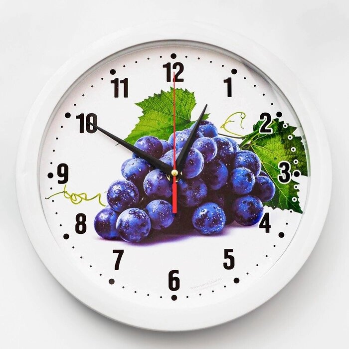 Часы настенные "Виноград", белый обод, 28х28 см от компании Интернет-гипермаркет «MOLL» - фото 1