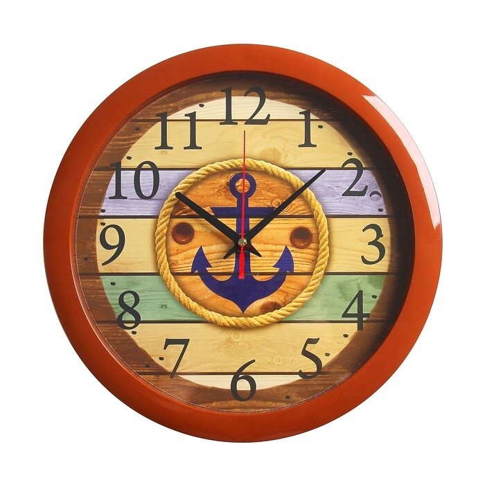 Часы настенные "Якорь", коричневый обод, 28х28 см от компании Интернет-гипермаркет «MOLL» - фото 1