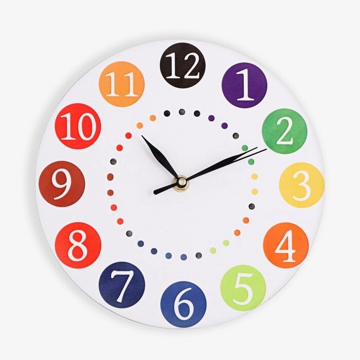 Часы настенные "Яркие цифры", d-23.5. плавный ход, стрелки микс от компании Интернет-гипермаркет «MOLL» - фото 1
