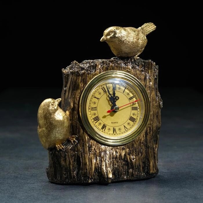 Часы настольные "Две птички", цвет золото, 14х9х20 см от компании Интернет-гипермаркет «MOLL» - фото 1
