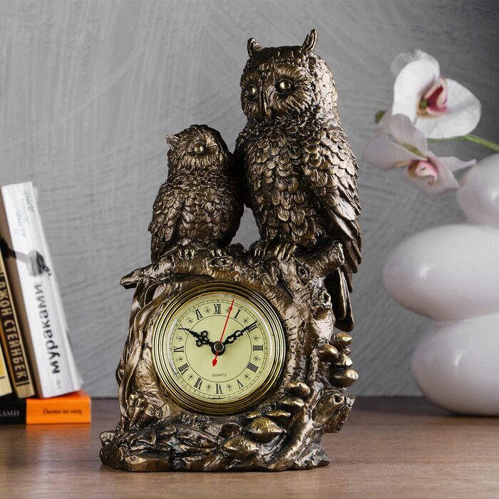 Часы настольные "Две совы", цвет золото от компании Интернет-гипермаркет «MOLL» - фото 1