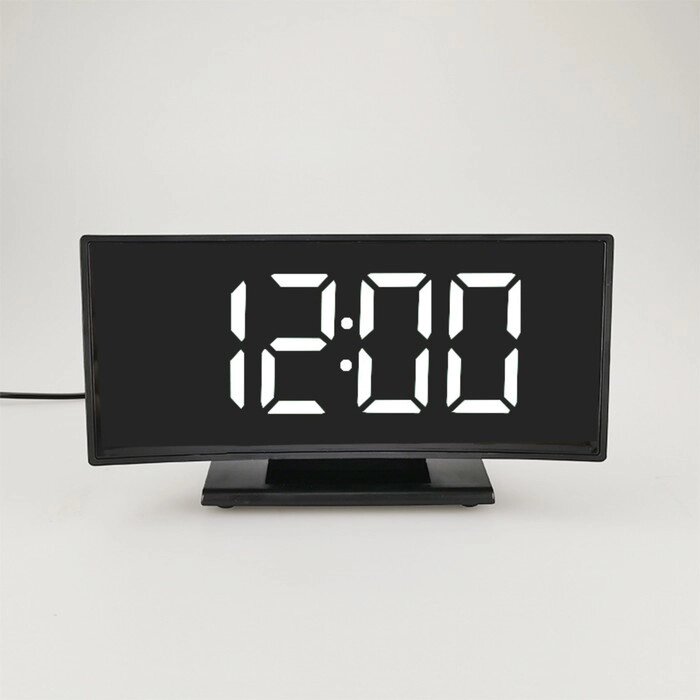 Часы настольные электронные: будильник, термометр, календарь, белые цифры, 17х9.5х4.2 см от компании Интернет-гипермаркет «MOLL» - фото 1
