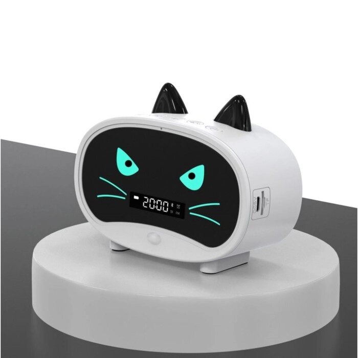 Часы настольные электронные "Кошка", белая индикация от компании Интернет-гипермаркет «MOLL» - фото 1