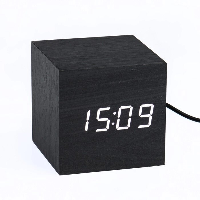 Часы настольные  электронные "Процион", белые цифры 6.5х6.5 см от компании Интернет-гипермаркет «MOLL» - фото 1