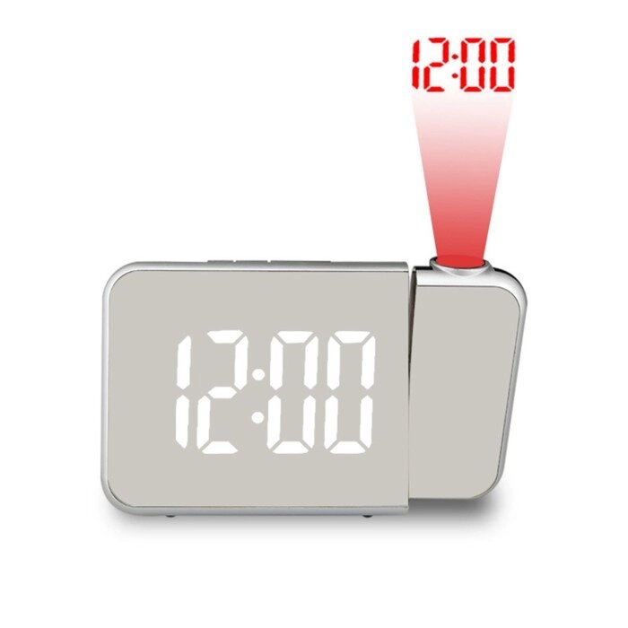 Часы настольные электронные с проекцией: будильник, гигрометр, календарь, белые цифры от компании Интернет-гипермаркет «MOLL» - фото 1