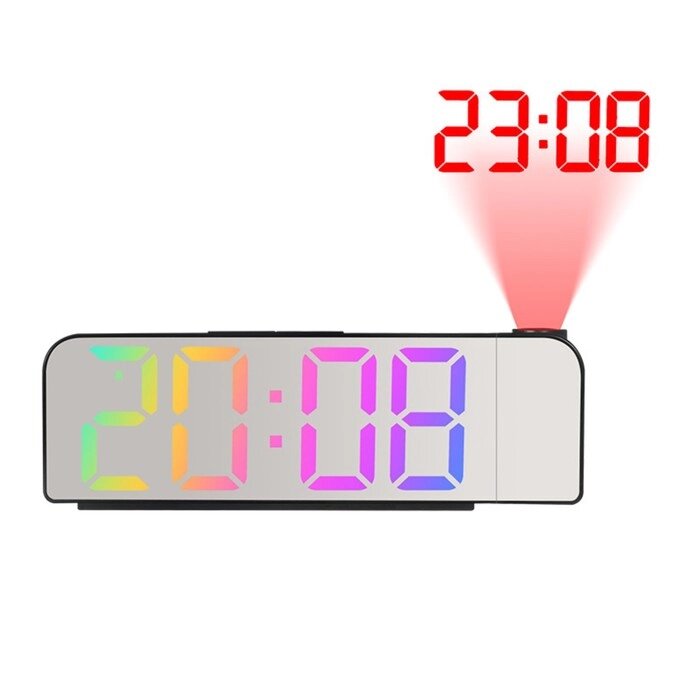Часы настольные электронные с проекцией: будильник, термометр, календарь, 19.6 х 6.5 см от компании Интернет-гипермаркет «MOLL» - фото 1