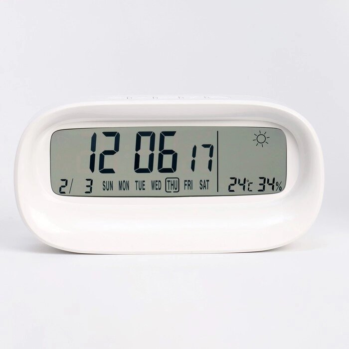 Часы настольные электронные, термометром, гигрометром от компании Интернет-гипермаркет «MOLL» - фото 1