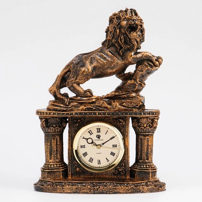 Часы настольные каминные "Лев", дискретный ход, d=10 см, 27 х 17 х 26 см от компании Интернет-гипермаркет «MOLL» - фото 1