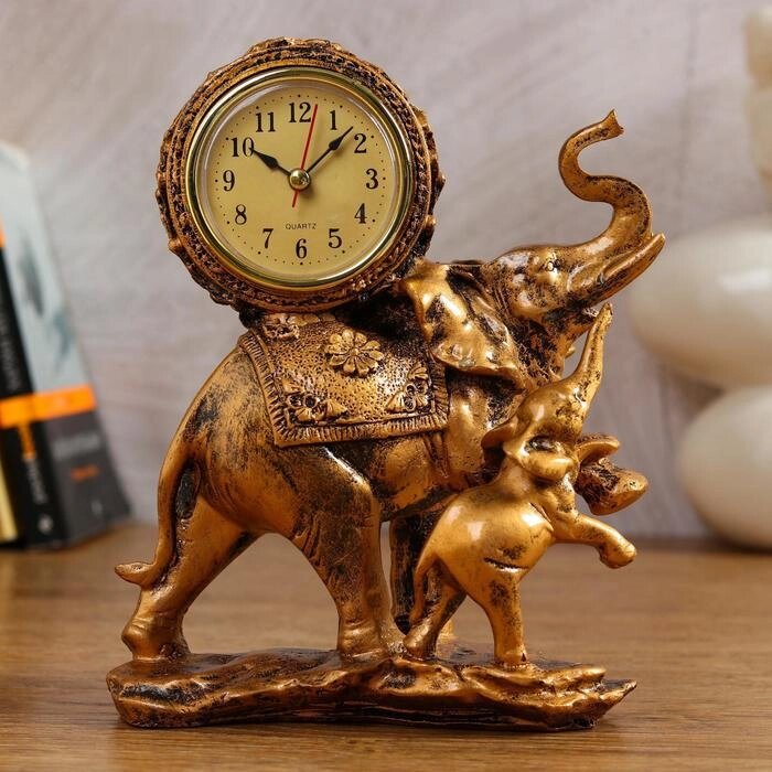 Часы настольные "Слониха и слонёнок", 17х21 см от компании Интернет-гипермаркет «MOLL» - фото 1