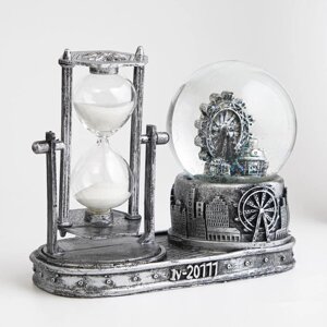 Часы песочные "Лондонское колесо обозрения", с подсветкой, 16х8х13.5 см,3ааа) 441210