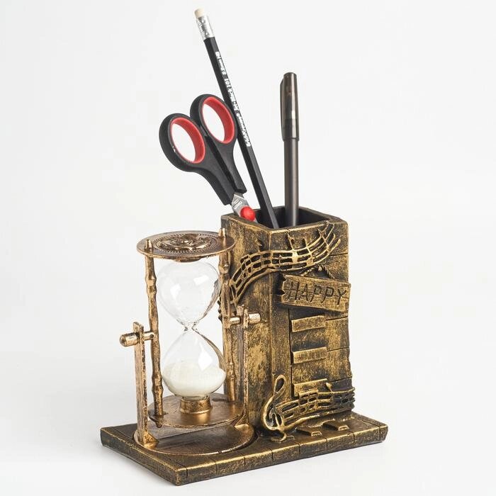 Часы песочные "Ноты" с карандашницей, 14.5х8х13 см от компании Интернет-гипермаркет «MOLL» - фото 1