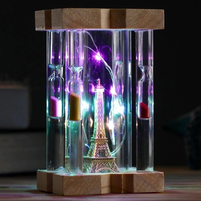 Часы песочные "Вечерний Париж", 8х14 см, с подсветкой,  микс от компании Интернет-гипермаркет «MOLL» - фото 1