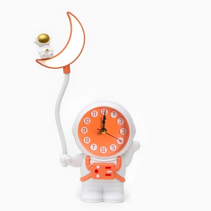 Часы-светильник "Космонавт", будильник, дискретный ход, 2 режима, d-9 см, 15 х 6.5 х 28 см от компании Интернет-гипермаркет «MOLL» - фото 1