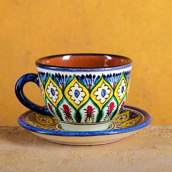 Чайная пара 0,25л Риштанская керамика, синяя от компании Интернет-гипермаркет «MOLL» - фото 1