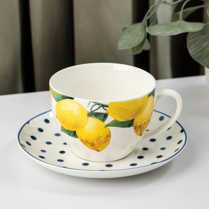 Чайная пара "Лимон" чашка 250 мл, блюдце d=15 см от компании Интернет-гипермаркет «MOLL» - фото 1