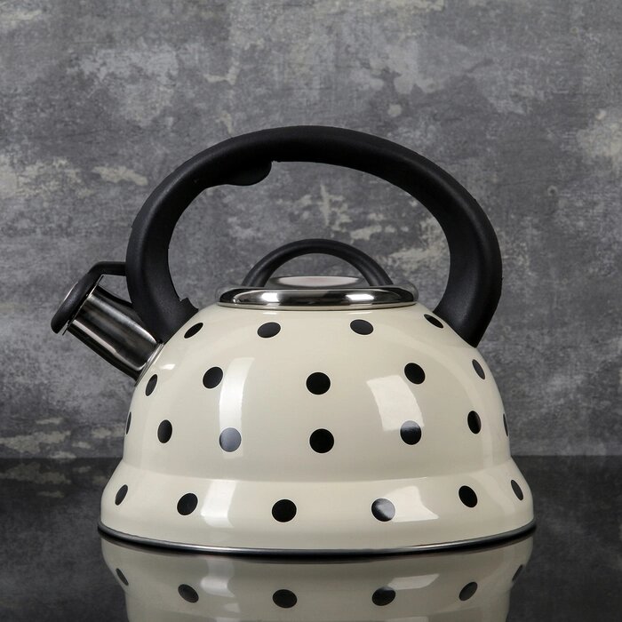 Чайник со свистком Доляна "Горошек", 2,8 л, цвет айвори от компании Интернет-гипермаркет «MOLL» - фото 1