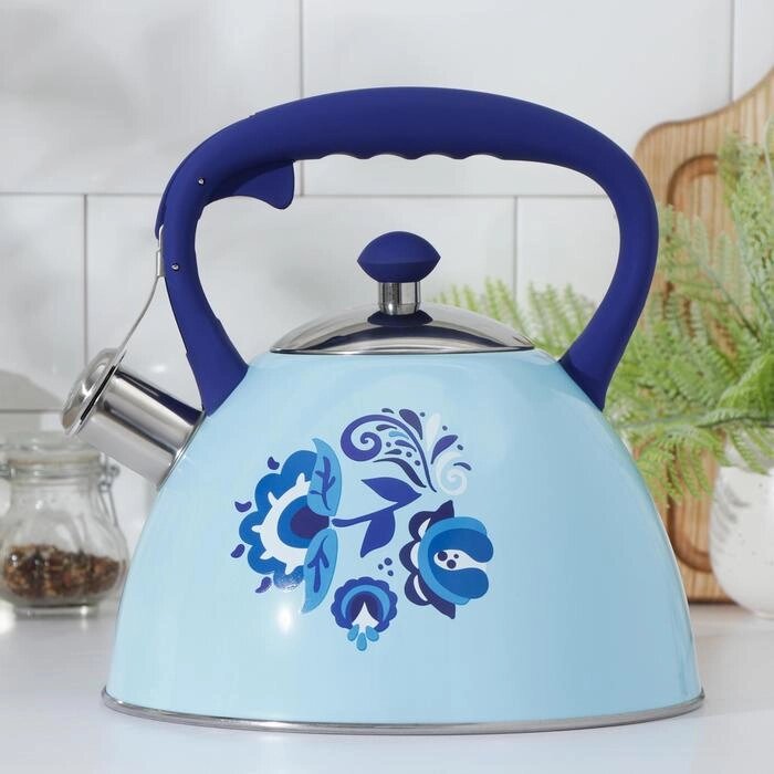Чайник со свистком Доляна "Свиристель", 3 л, цвет голубой от компании Интернет-гипермаркет «MOLL» - фото 1