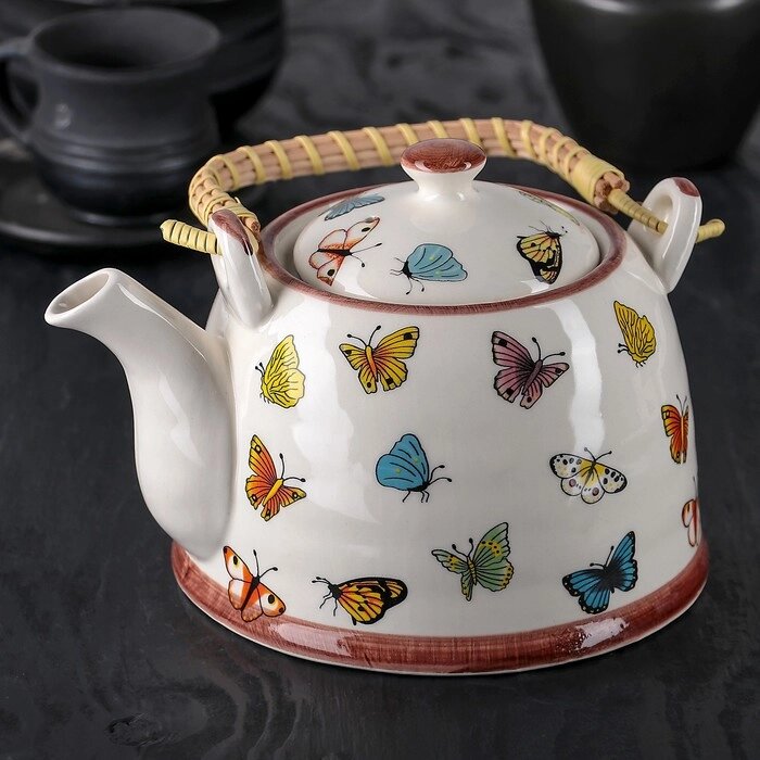 Чайник заварочный "Бабочки", 900 мл, с металлическим ситом от компании Интернет-гипермаркет «MOLL» - фото 1