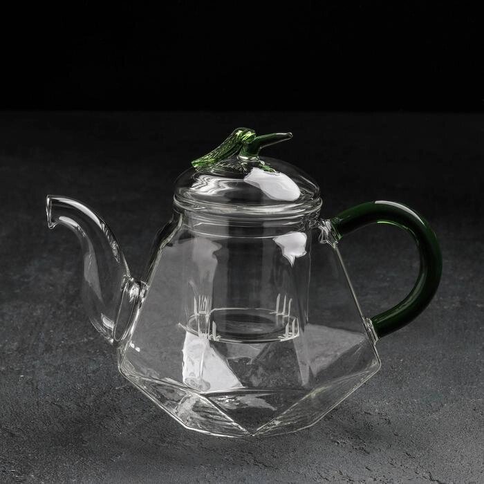Чайник заварочный "Грин", 600 мл, со стеклянным ситом от компании Интернет-гипермаркет «MOLL» - фото 1