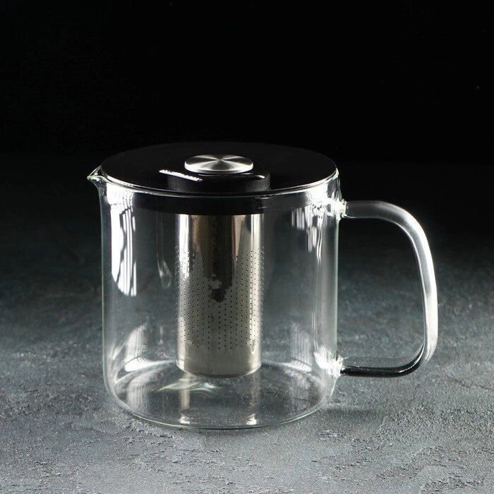 Чайник заварочный "Локи", с металлическим ситом, 1 л, цвет чёрный от компании Интернет-гипермаркет «MOLL» - фото 1