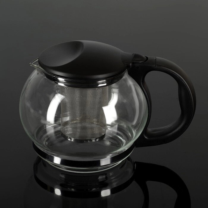 Чайник заварочный "Любава", с металлическим ситом, 1,25 л, цвет чёрный от компании Интернет-гипермаркет «MOLL» - фото 1