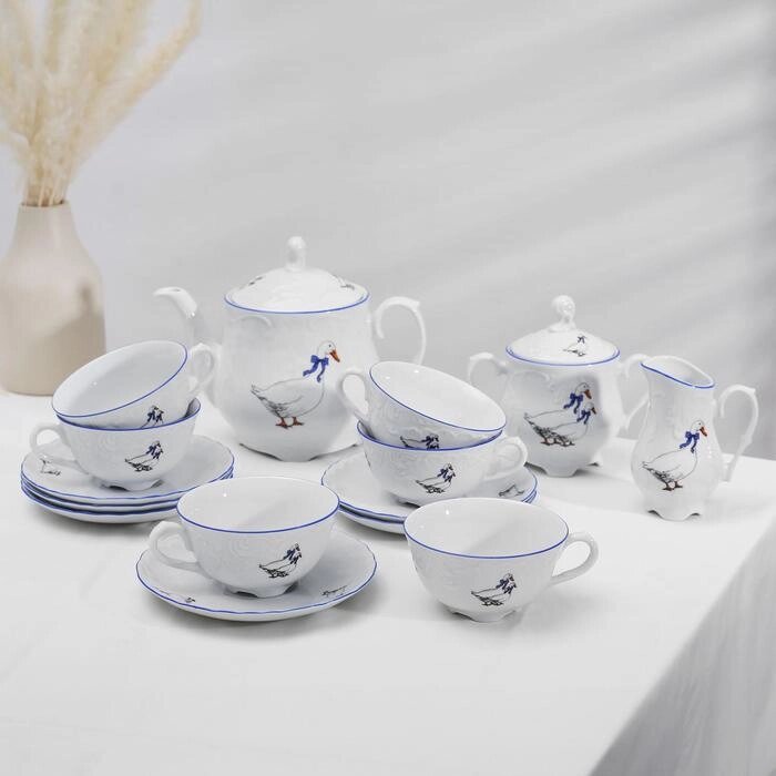Чайный сервиз на 6 персон "Рококо. Гуси", 15 предметов от компании Интернет-гипермаркет «MOLL» - фото 1
