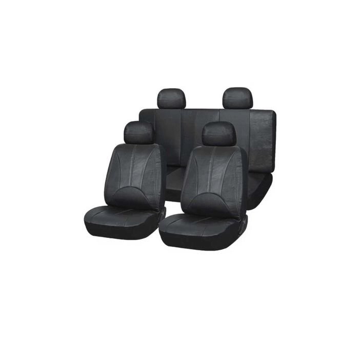 Чехлы сиденья кожа иск. 11 предм. Skyway DRIVE черный от компании Интернет-гипермаркет «MOLL» - фото 1