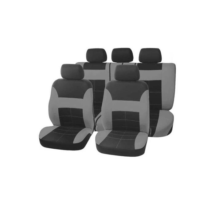 Чехлы сиденья полиэстер 9 предм. Skyway FORSAGE черный, серый от компании Интернет-гипермаркет «MOLL» - фото 1