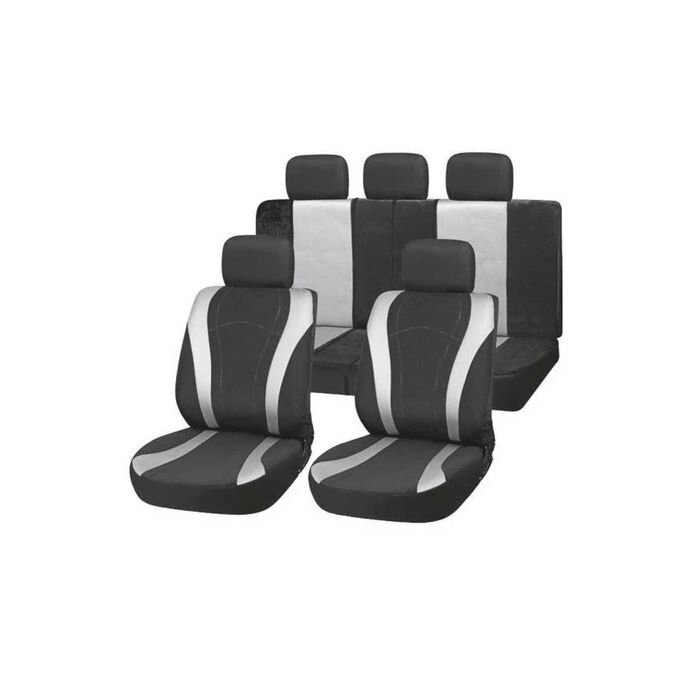 Чехлы сиденья полиэстер 9 предм. Skyway FORSAGE черный, серый от компании Интернет-гипермаркет «MOLL» - фото 1